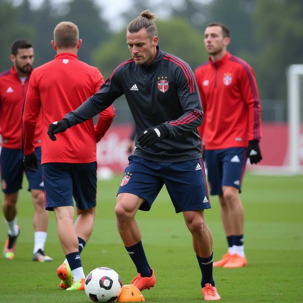 Haaland training with the Norwegian national team