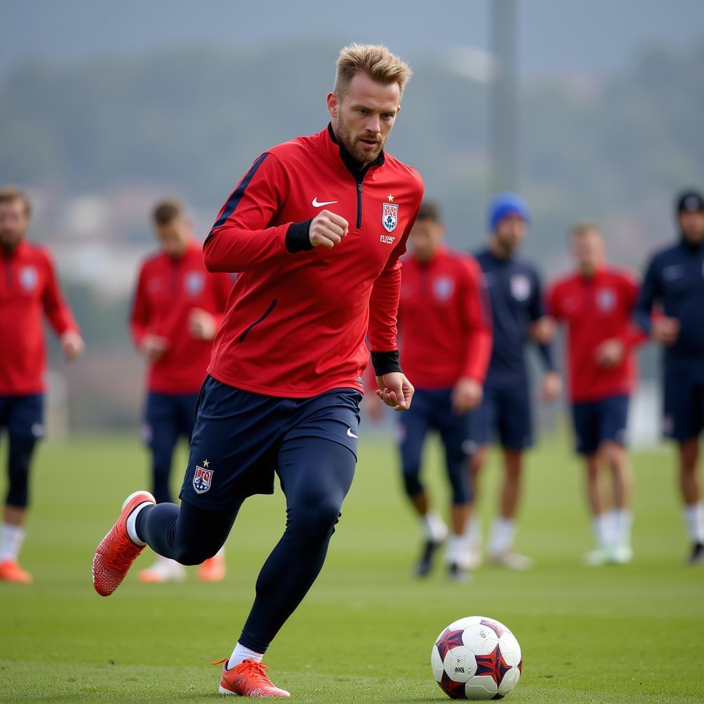 Erling Haaland training with the Norwegian national team