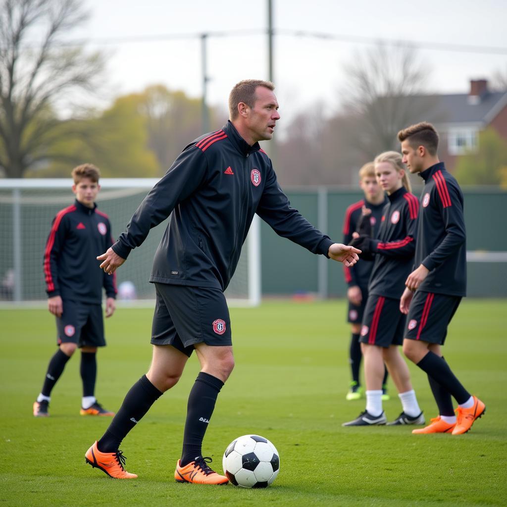 Haaland training with young American players