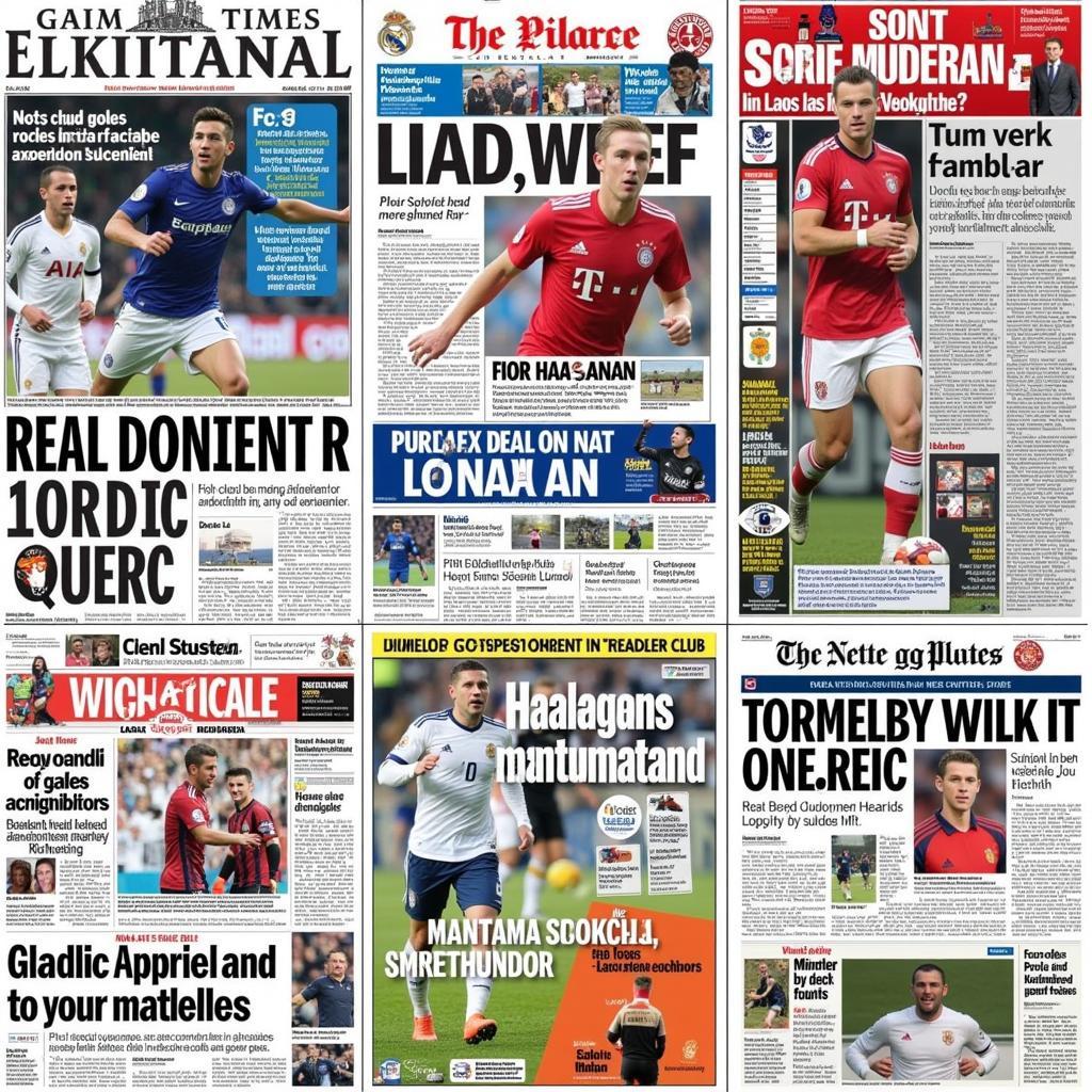 Newspaper headlines speculating about Haaland's potential transfer to various clubs.