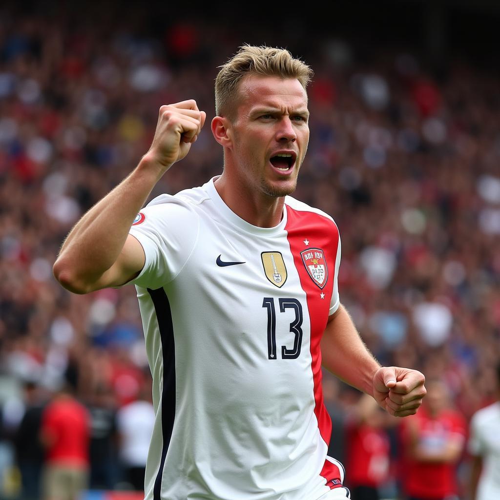 Haaland celebrating his hat-trick on his UCL debut