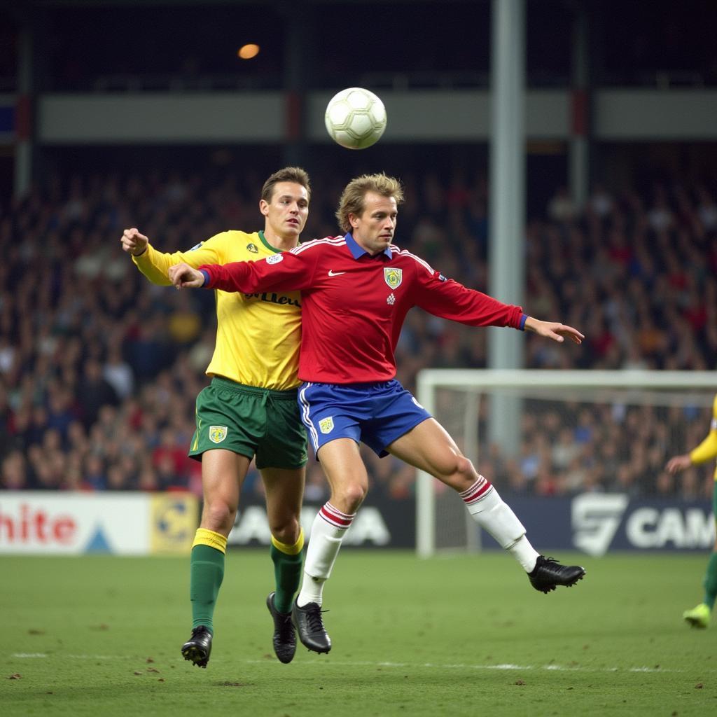 Haaland Dominating a Set Piece Against Benfica