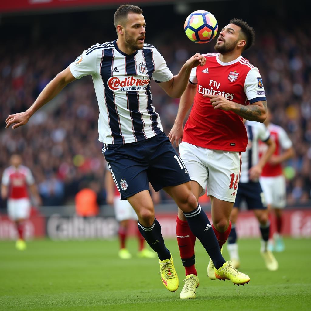 Haaland and Gomez in an aerial duel