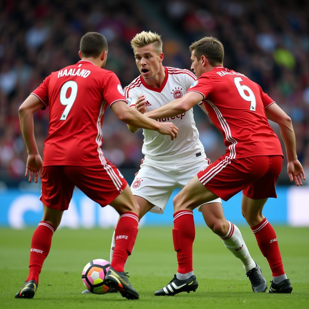 Erling Haaland facing Mainz's defense