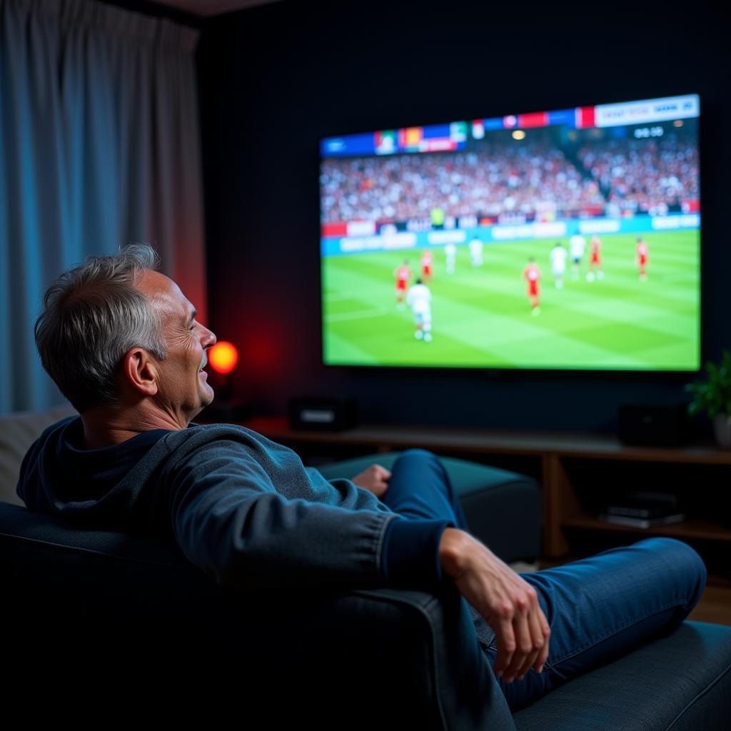 Haaland watching a football match on TV