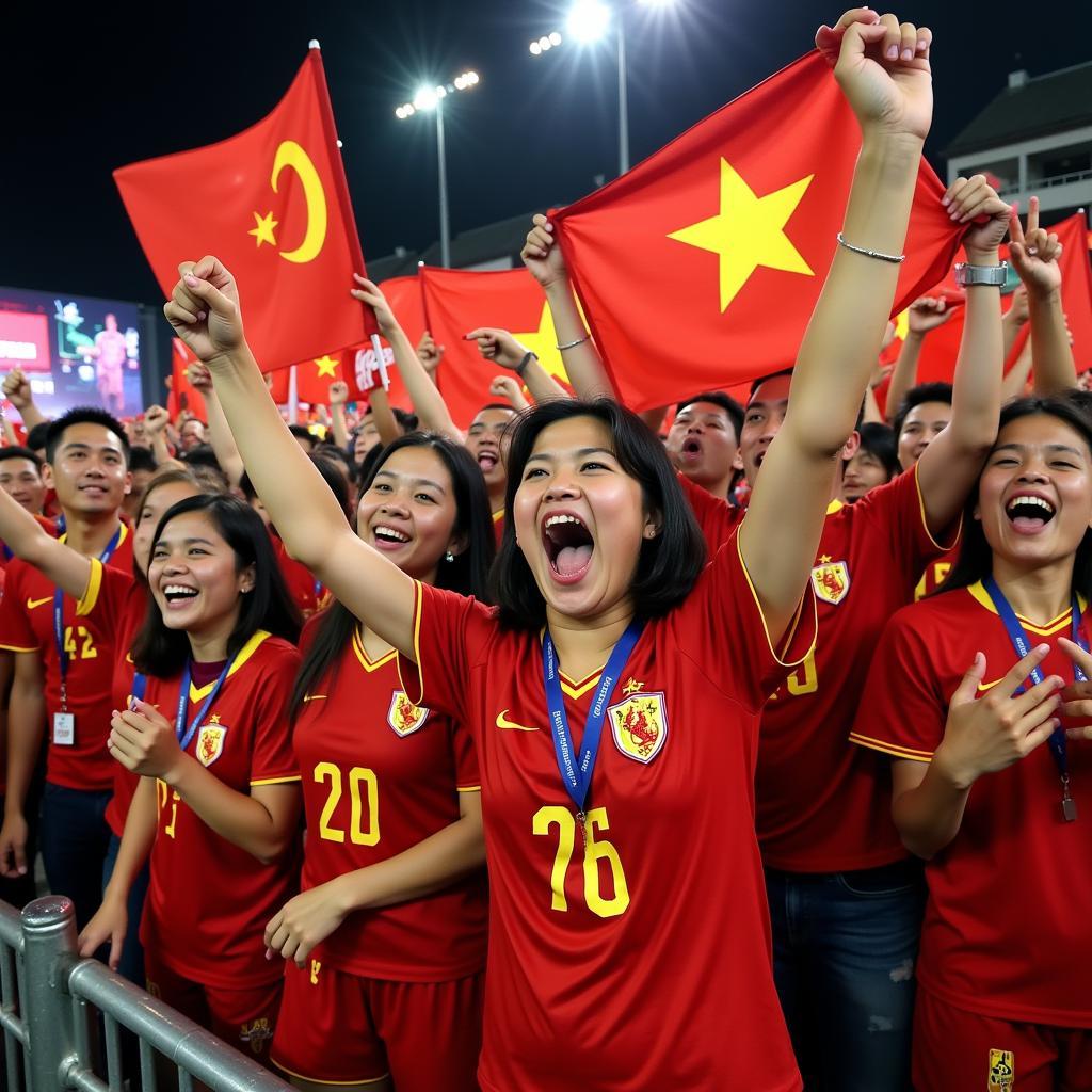 Hải Dương football fans celebrating a victory