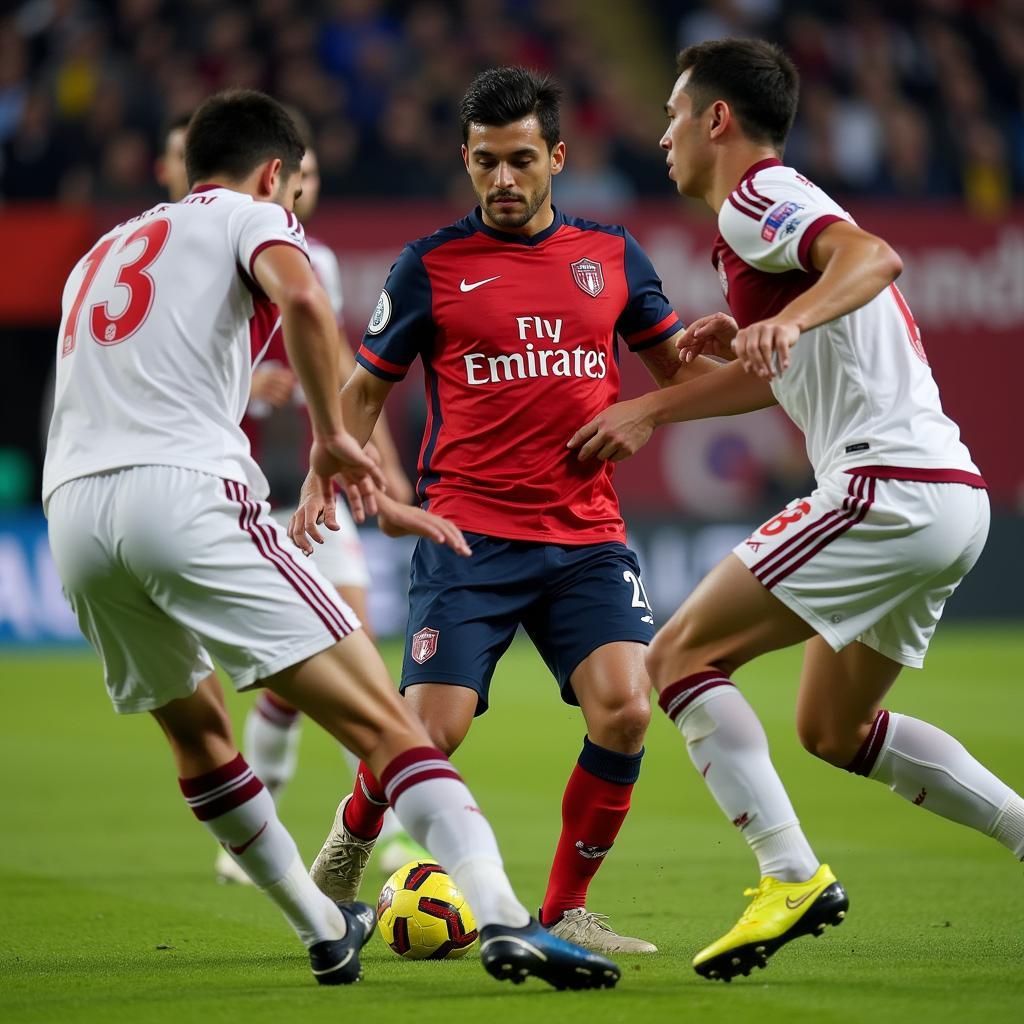 Hakan Calhanoglu controlling the midfield, dictating play with his passing and vision.