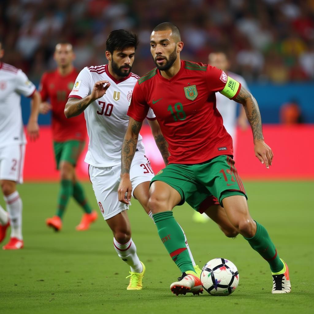 Hakim Ziyech in action for Morocco at the 2018 World Cup