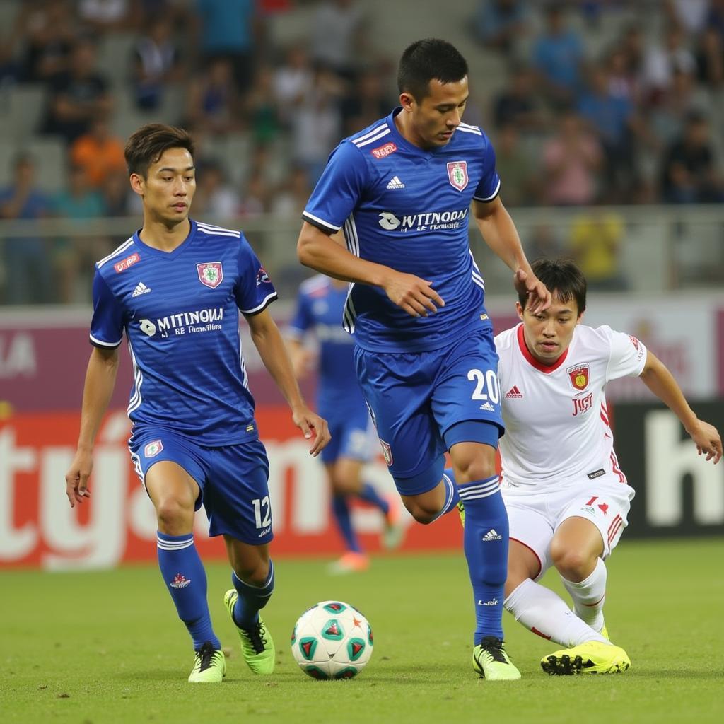 Ho Chi Minh City FC midfielders in action during a V.League 1 match