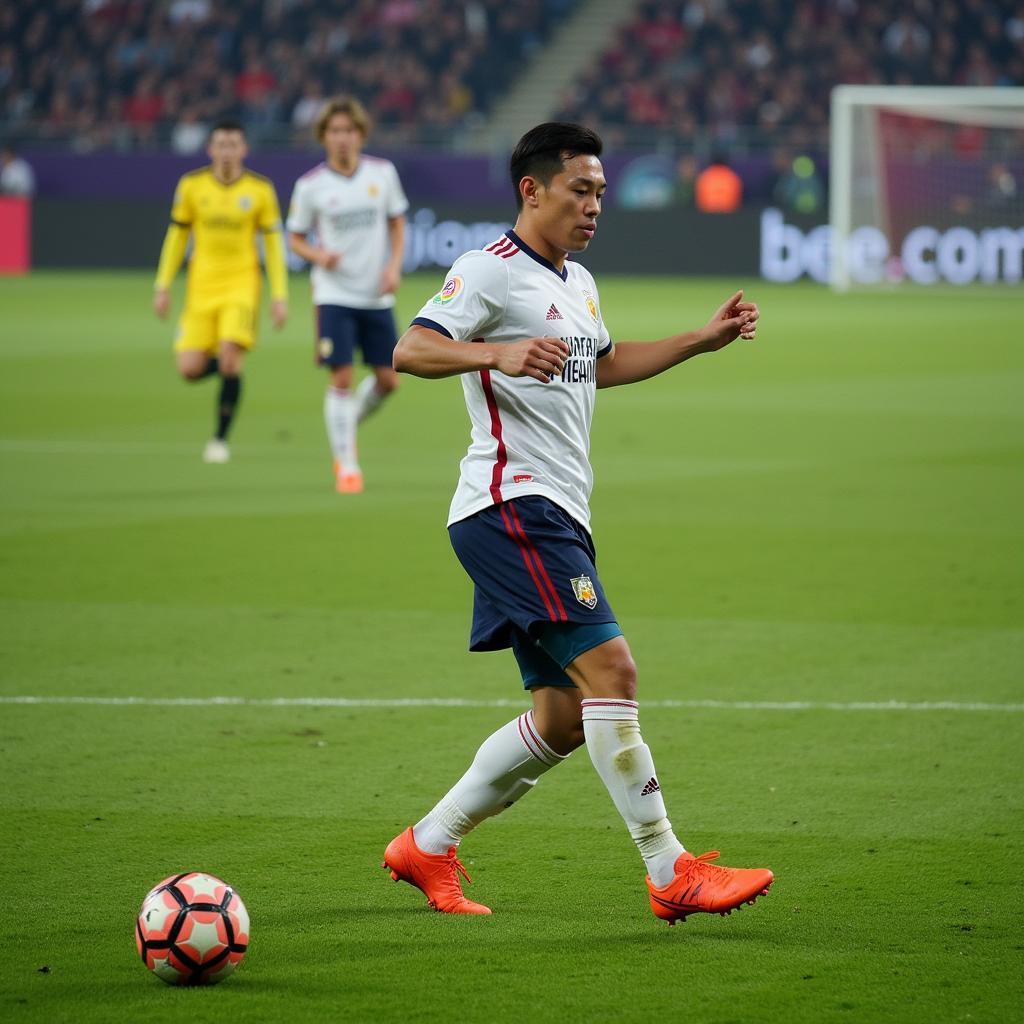 Hung Dung displays exceptional midfield control during an Asian Games match