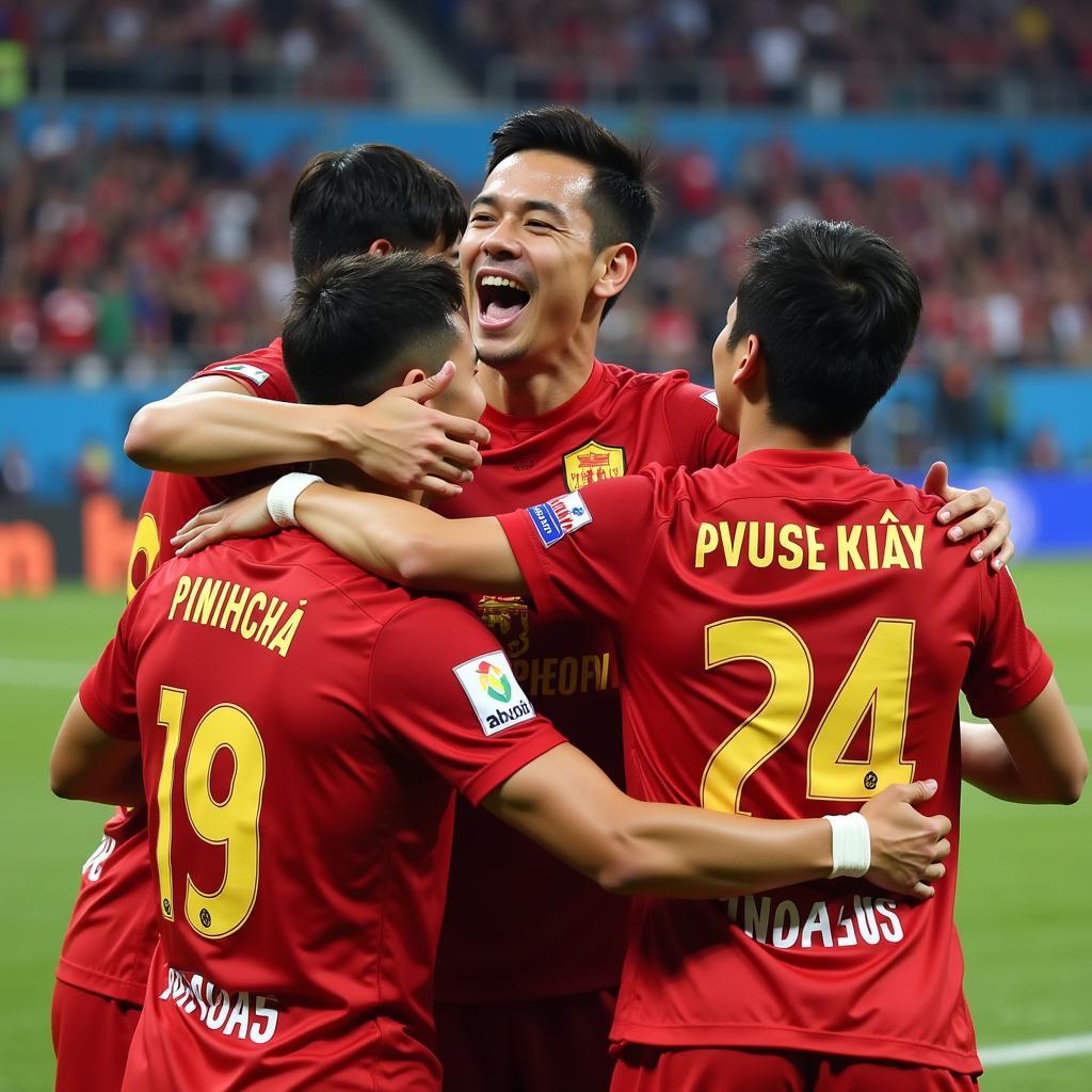 Huynh Vinh Quang celebrating a goal for his club.