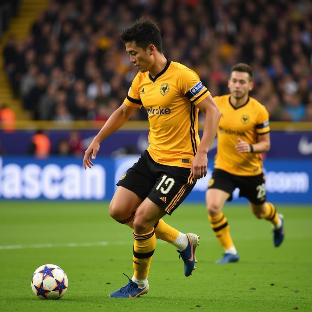 Hwang Hee-chan playing for Wolverhampton Wanderers