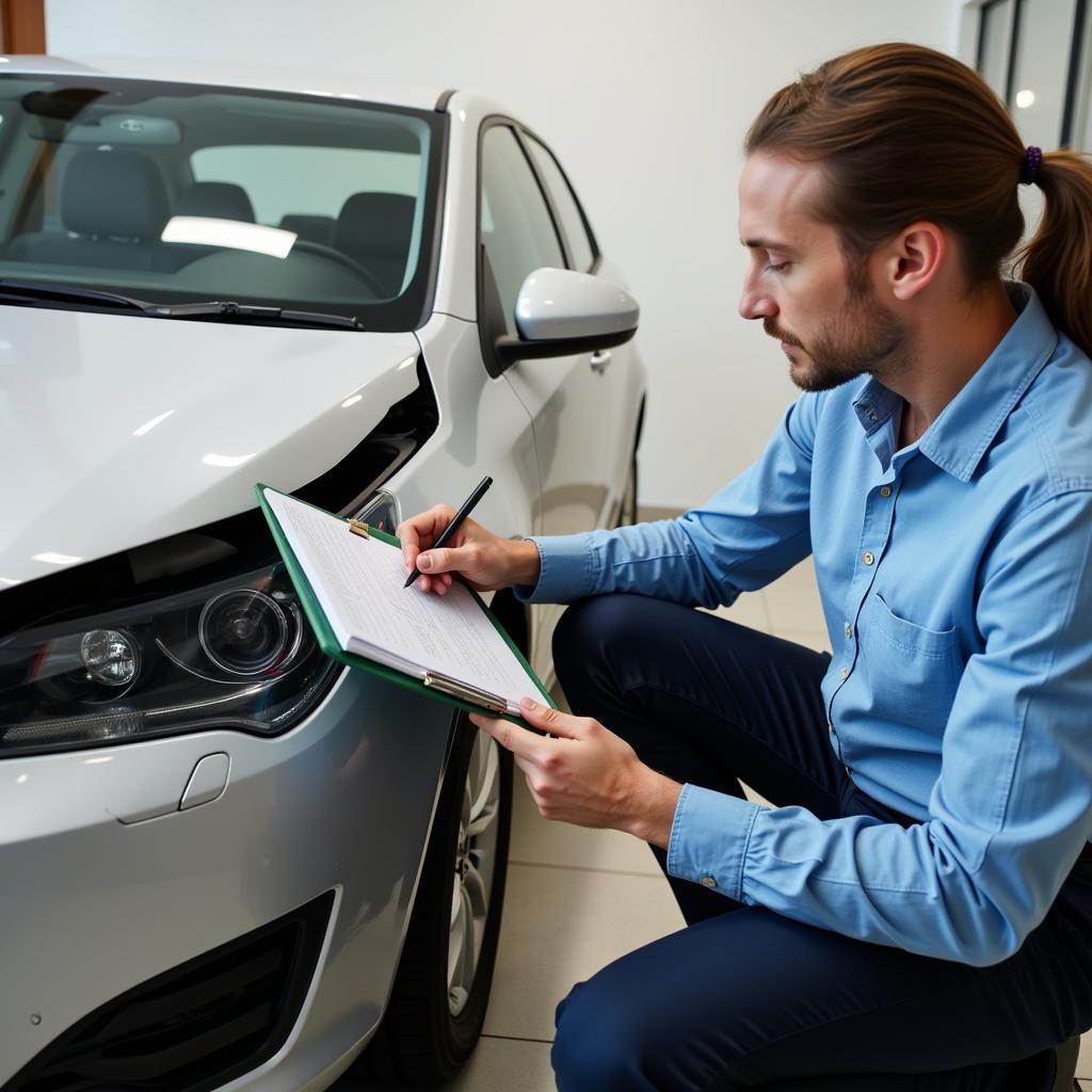 Insurance Adjuster Assessing Car Damage