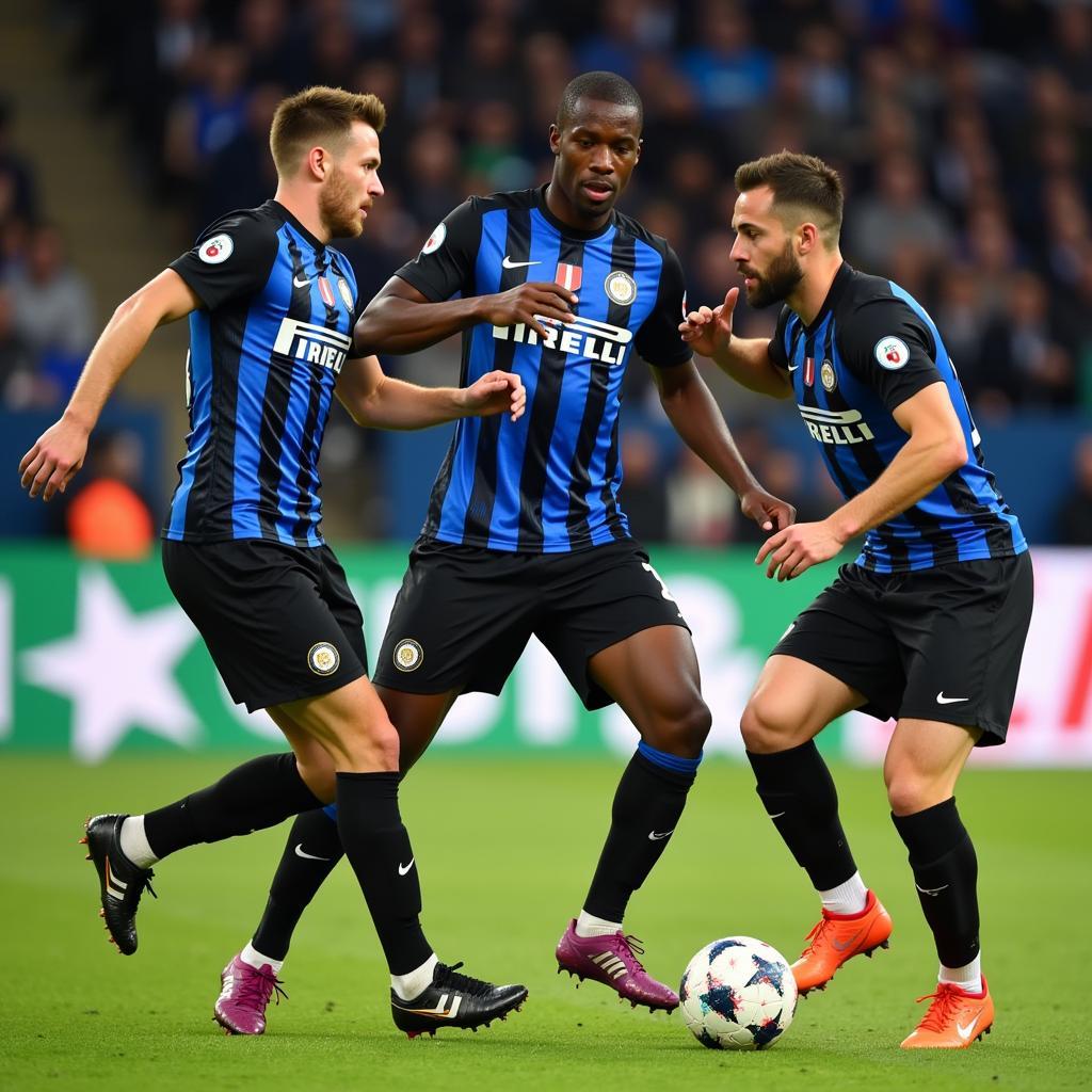 Inter Milan's midfield trio in action, controlling the game and creating opportunities.