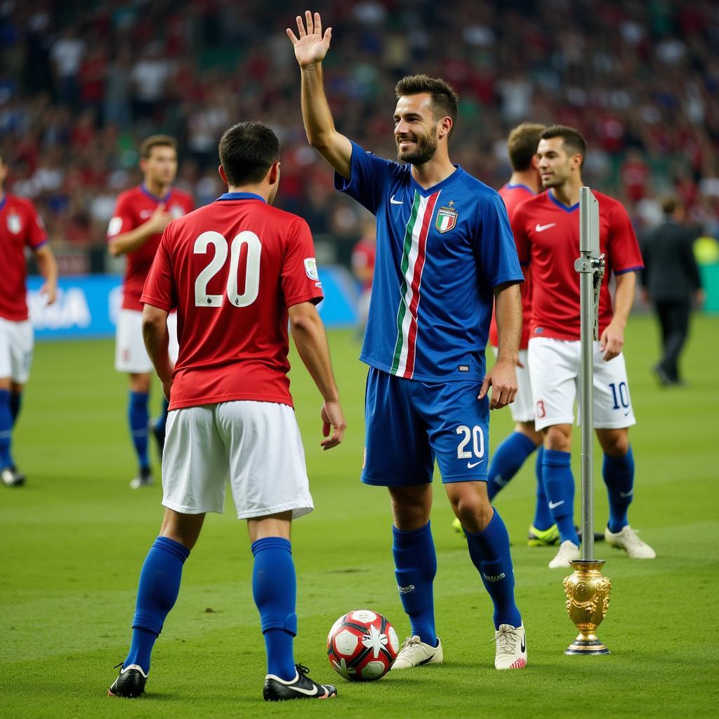 Italian Player Getting Haircut After 2006 World Cup Win