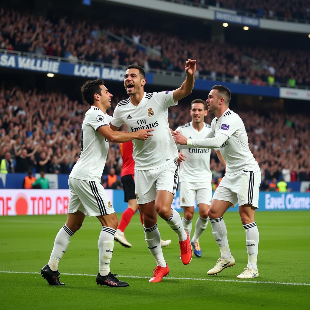 James Rodríguez celebrating a goal for Real Madrid