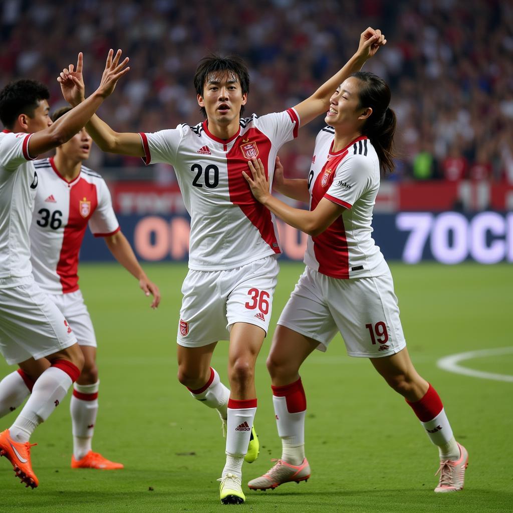 Japanese Endo celebrating a goal