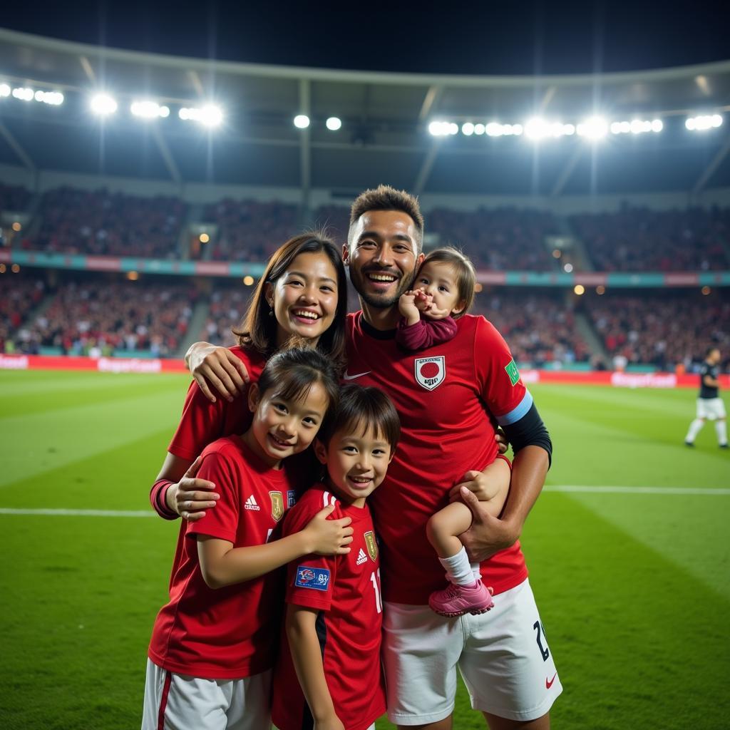 Japanese Football Family Celebrating Victory