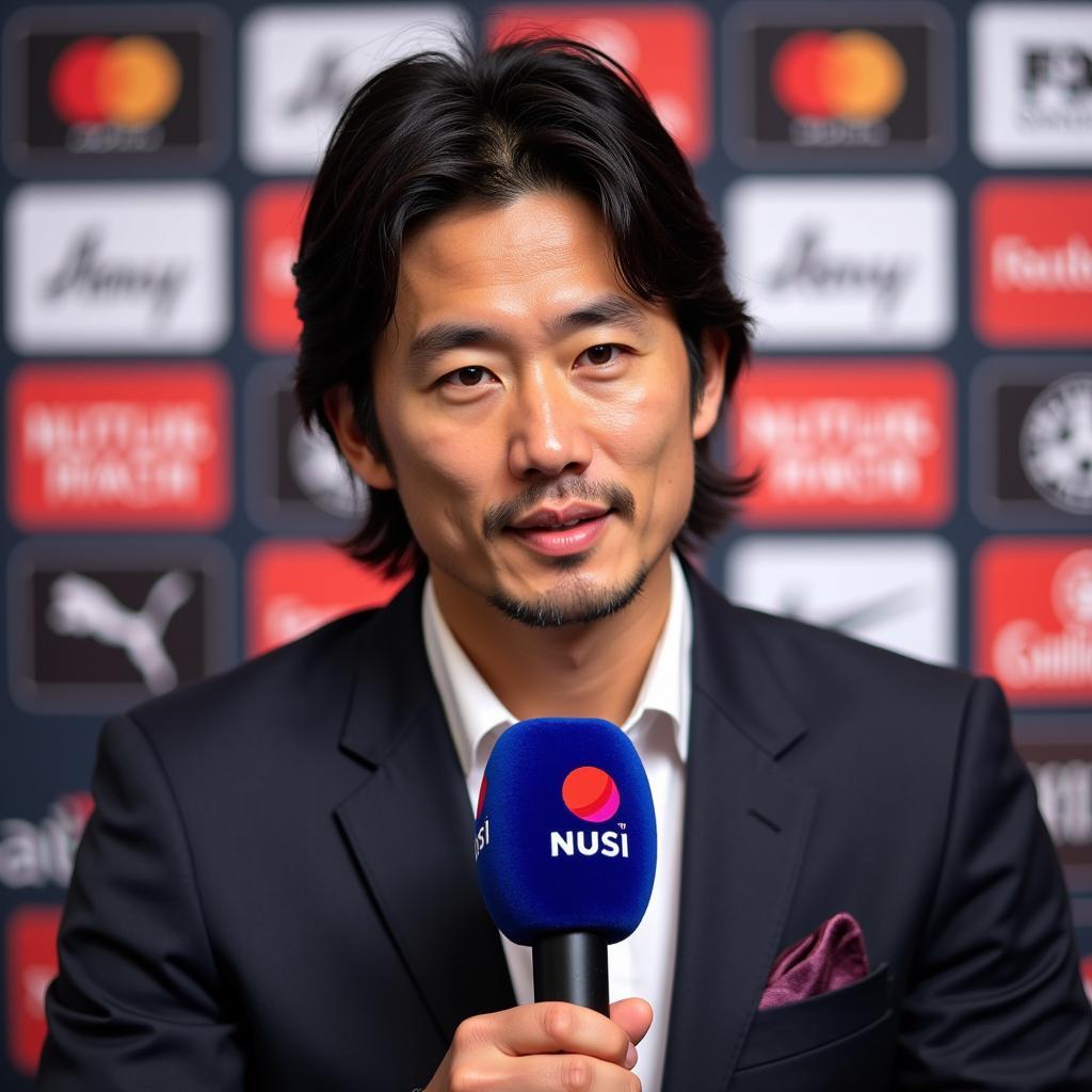 Japanese Football Player Giving Interview