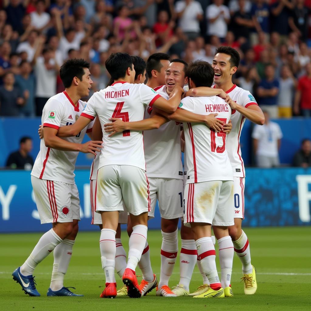 Japanese National Team Celebrating a Goal