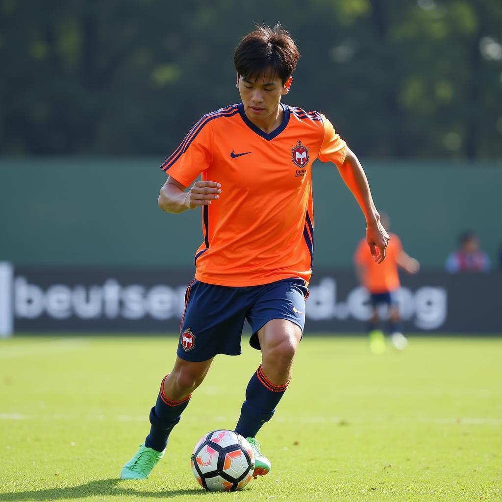 Japanese-Vietnamese Football Player in Training