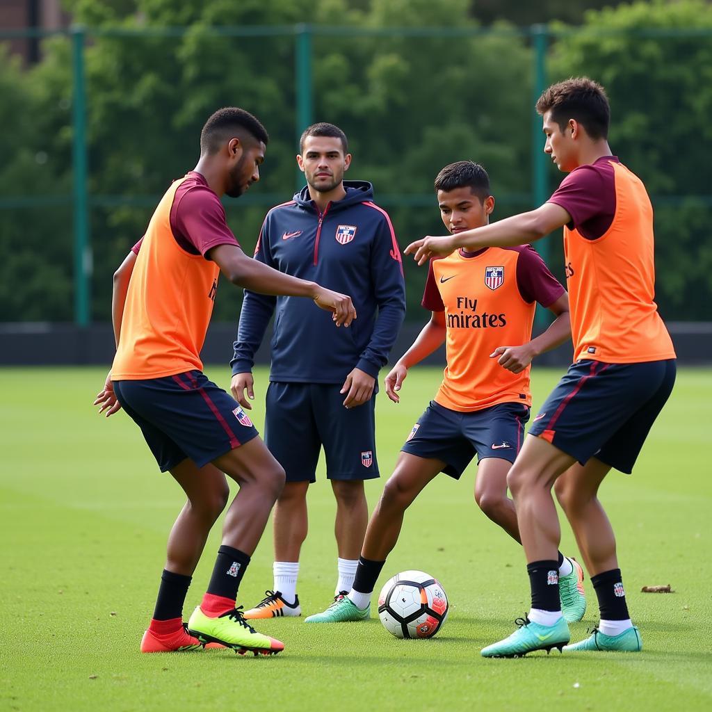 Juventud players training on the field