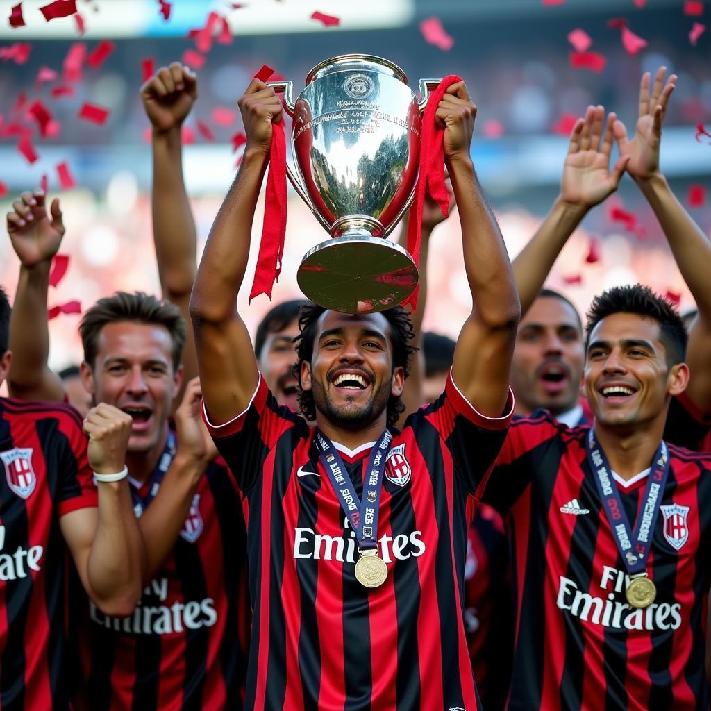 Kaka celebrating AC Milan's Champions League victory