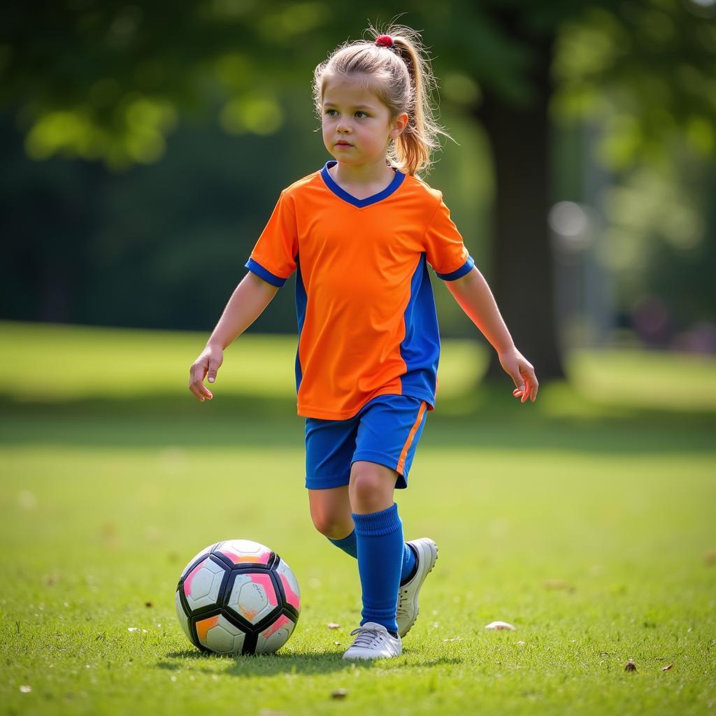 Kate playing football as a child