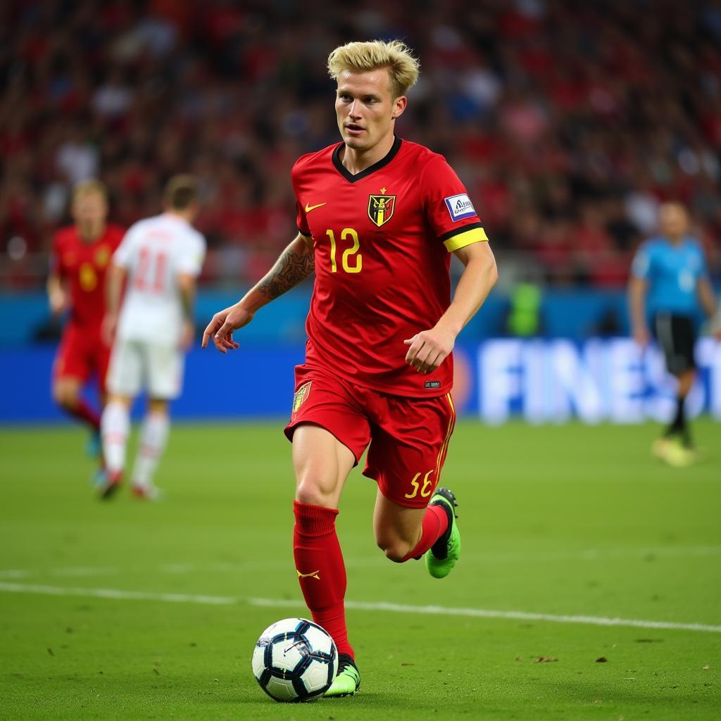 Kevin De Bruyne in action for Belgium