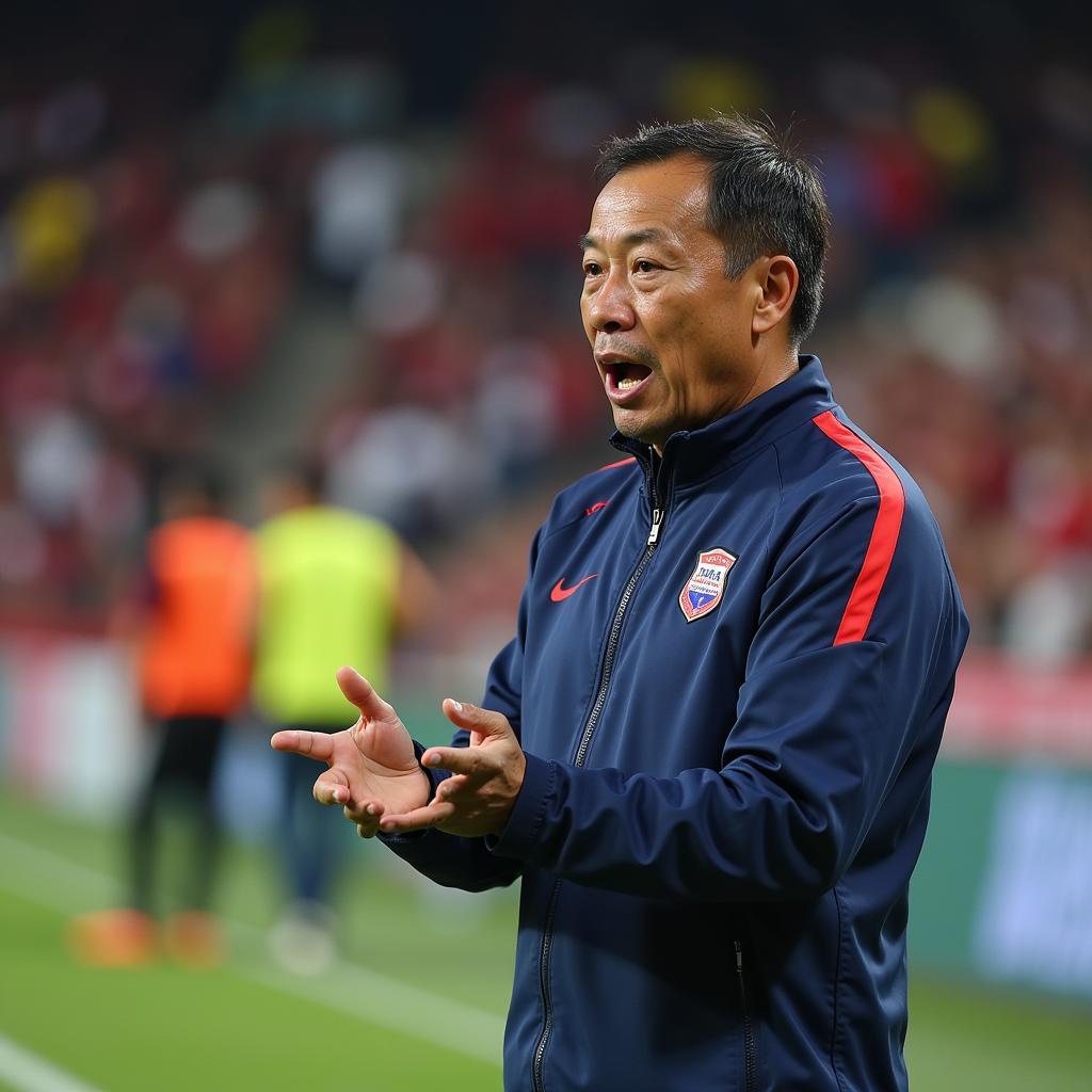 Kiatisak Senamuang coaching the Thai national team