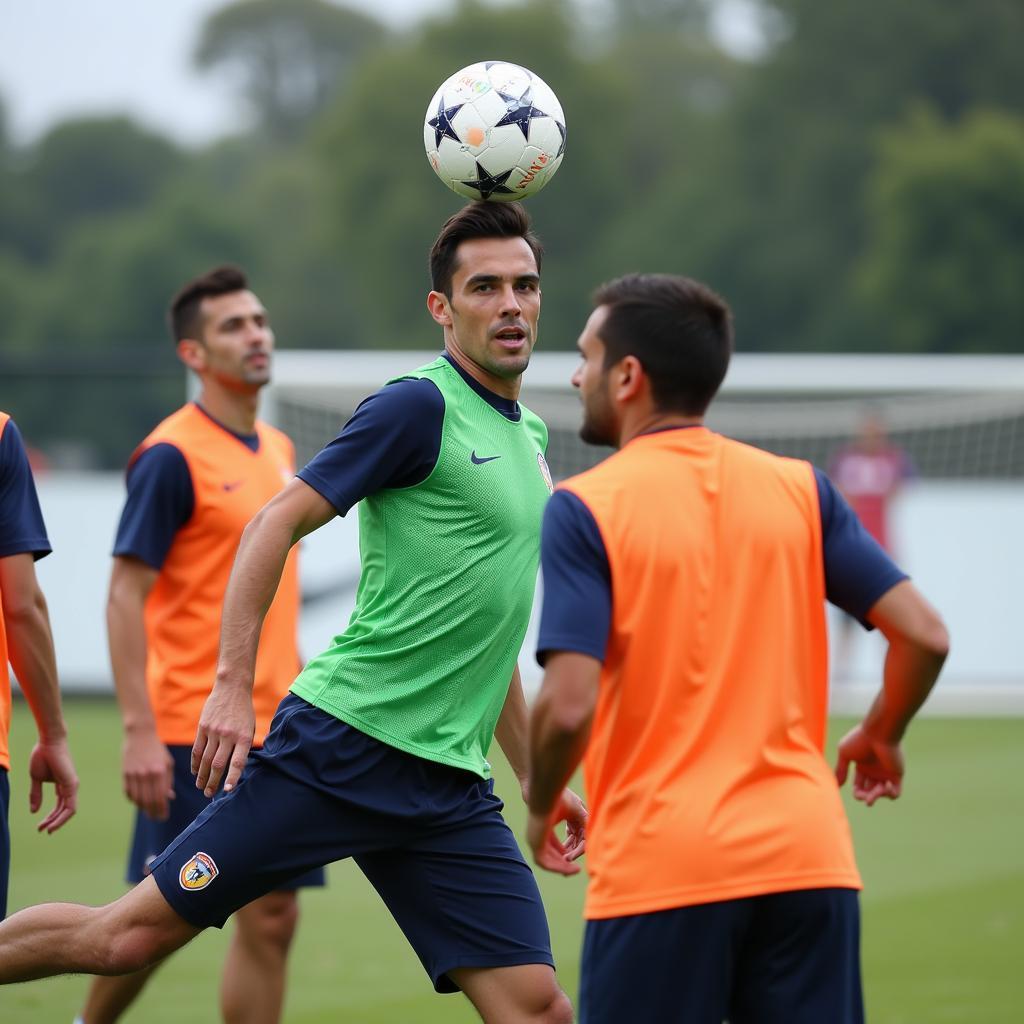 Klose practicing headers in training