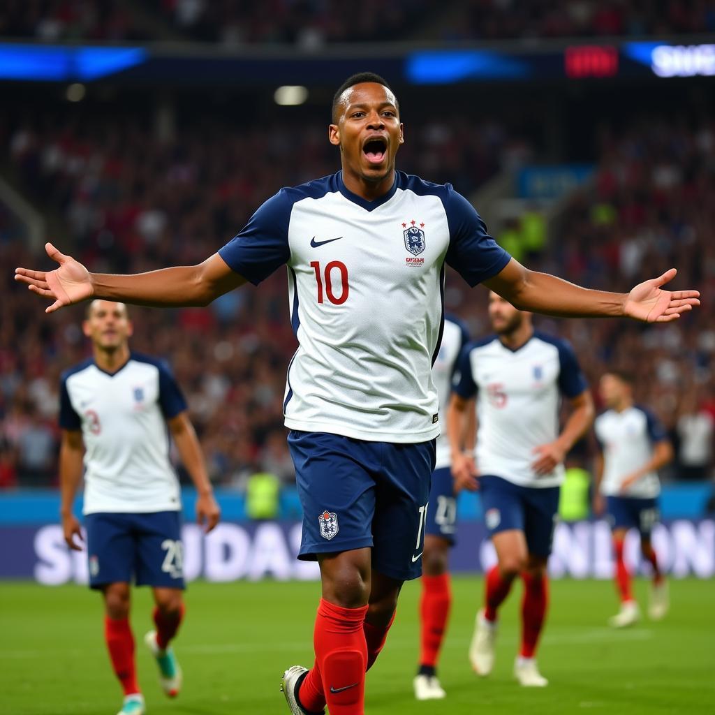 Kylian Mbappé celebrates a goal at the 2018 World Cup