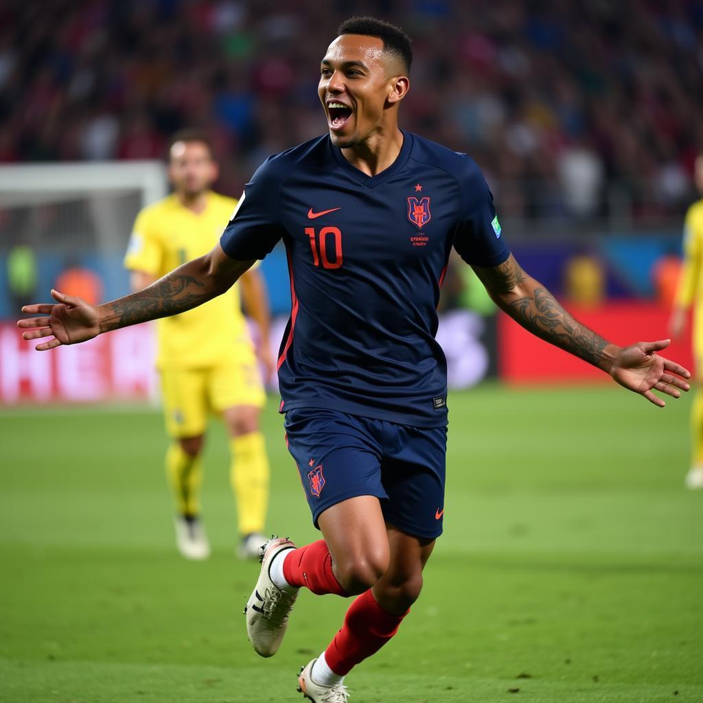 Kylian Mbappé celebrates a goal at the 2018 World Cup