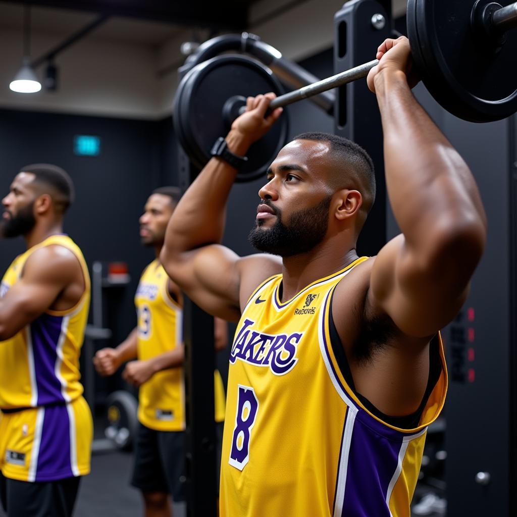 Lakers Players Training in Gym with Weights