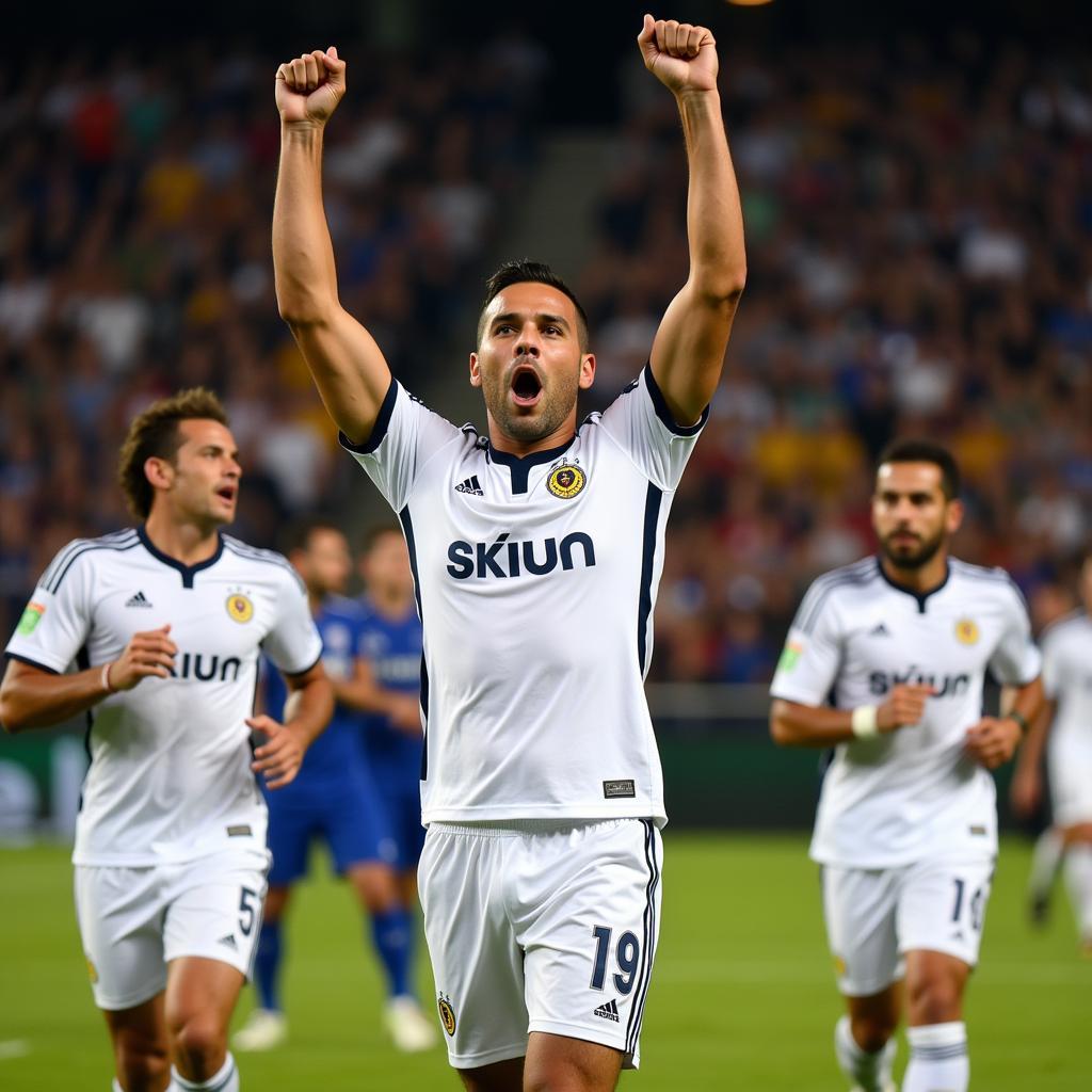 Landon Donovan celebrating a goal with LA Galaxy