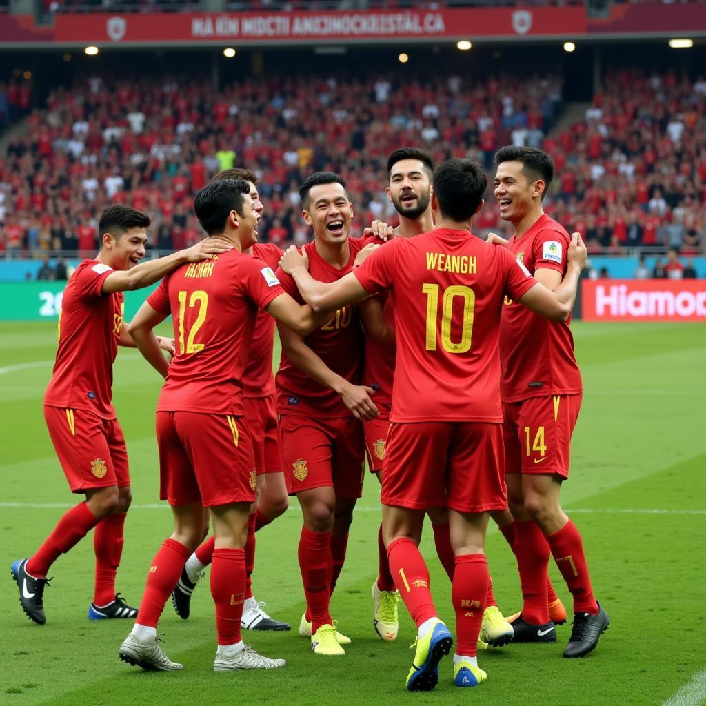 Le Cong Vinh celebrates a goal for Vietnam