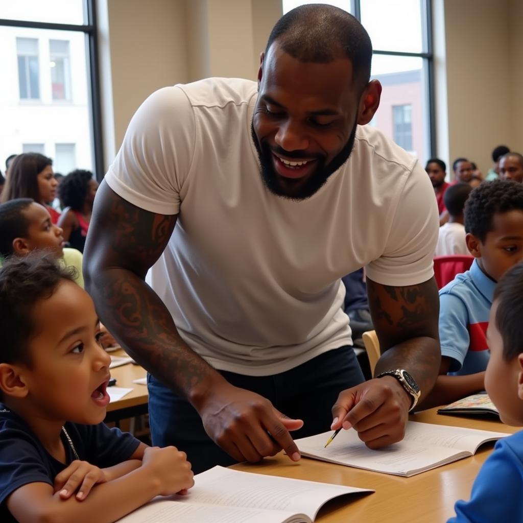 LeBron James engaging with the community