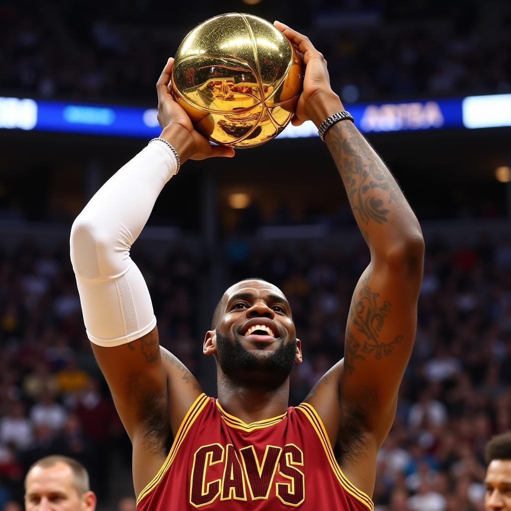 LeBron James celebrates the 2016 NBA Finals victory