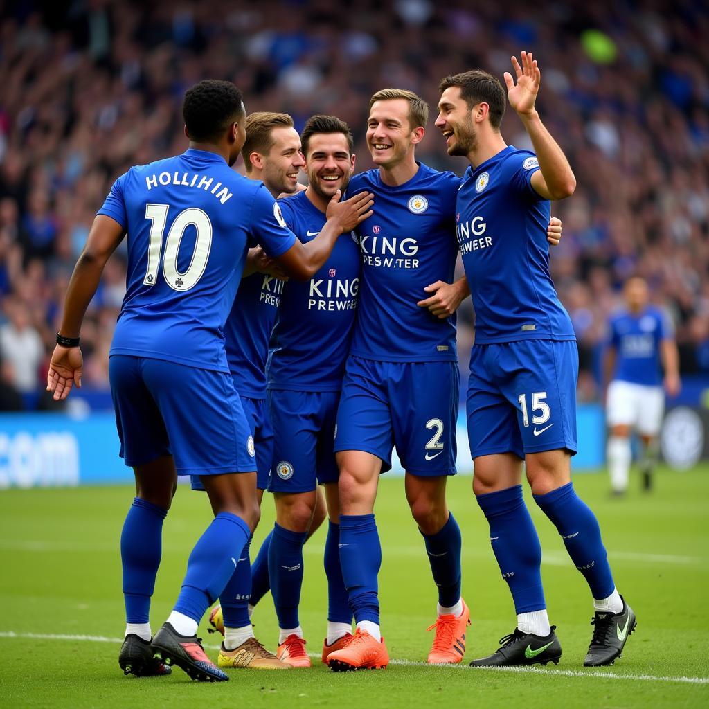 Leicester City Players Celebrating a Goal