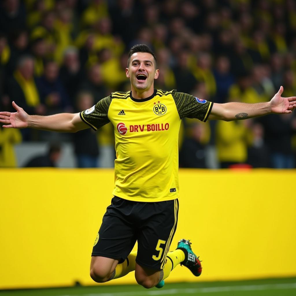 Lewandowski Celebrating a Goal for Dortmund