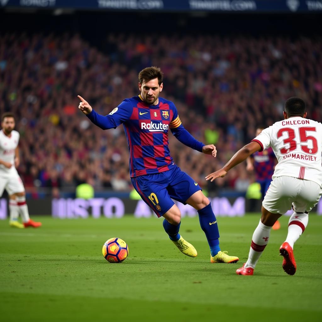 Lionel Messi providing a brilliant assist for Barcelona in 2019