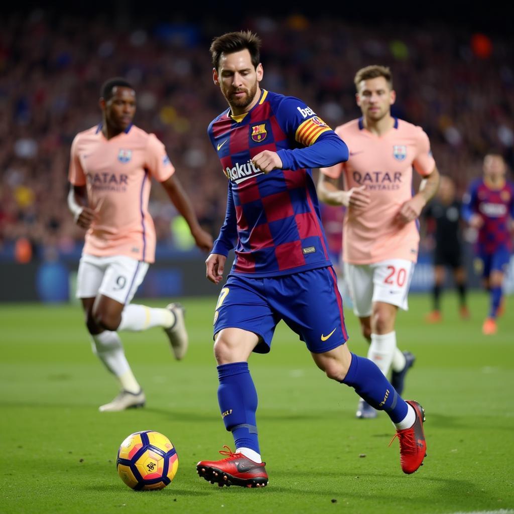 Lionel Messi Dribbling Past Defenders in 2019