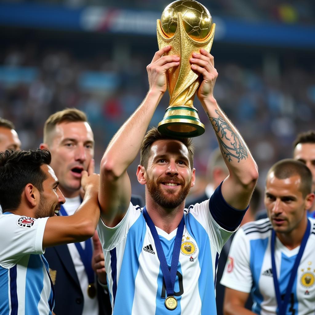 Lionel Messi lifts the World Cup trophy: A defining moment in his career