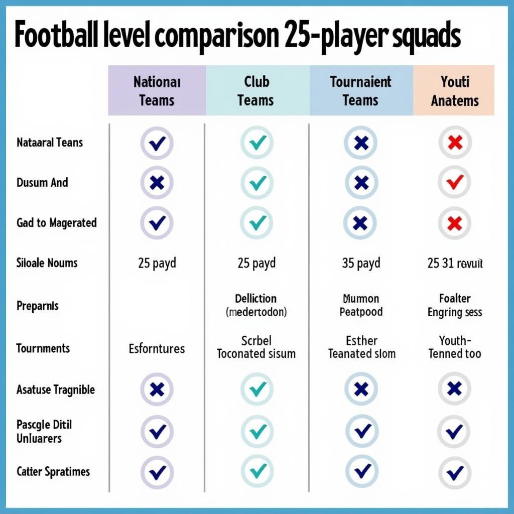 Variations in 25 Player Squads Across Different Football Levels