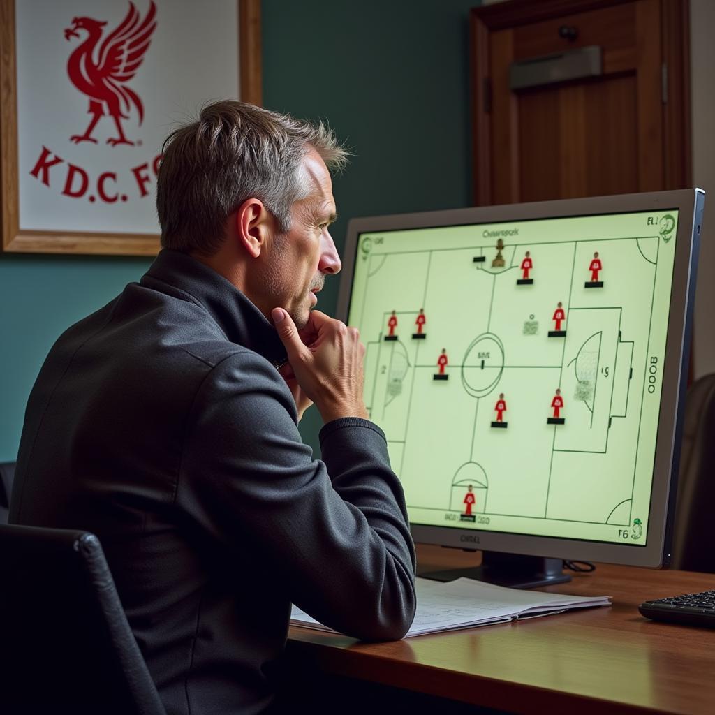 Liverpool manager making tactical decisions for the Champions League final