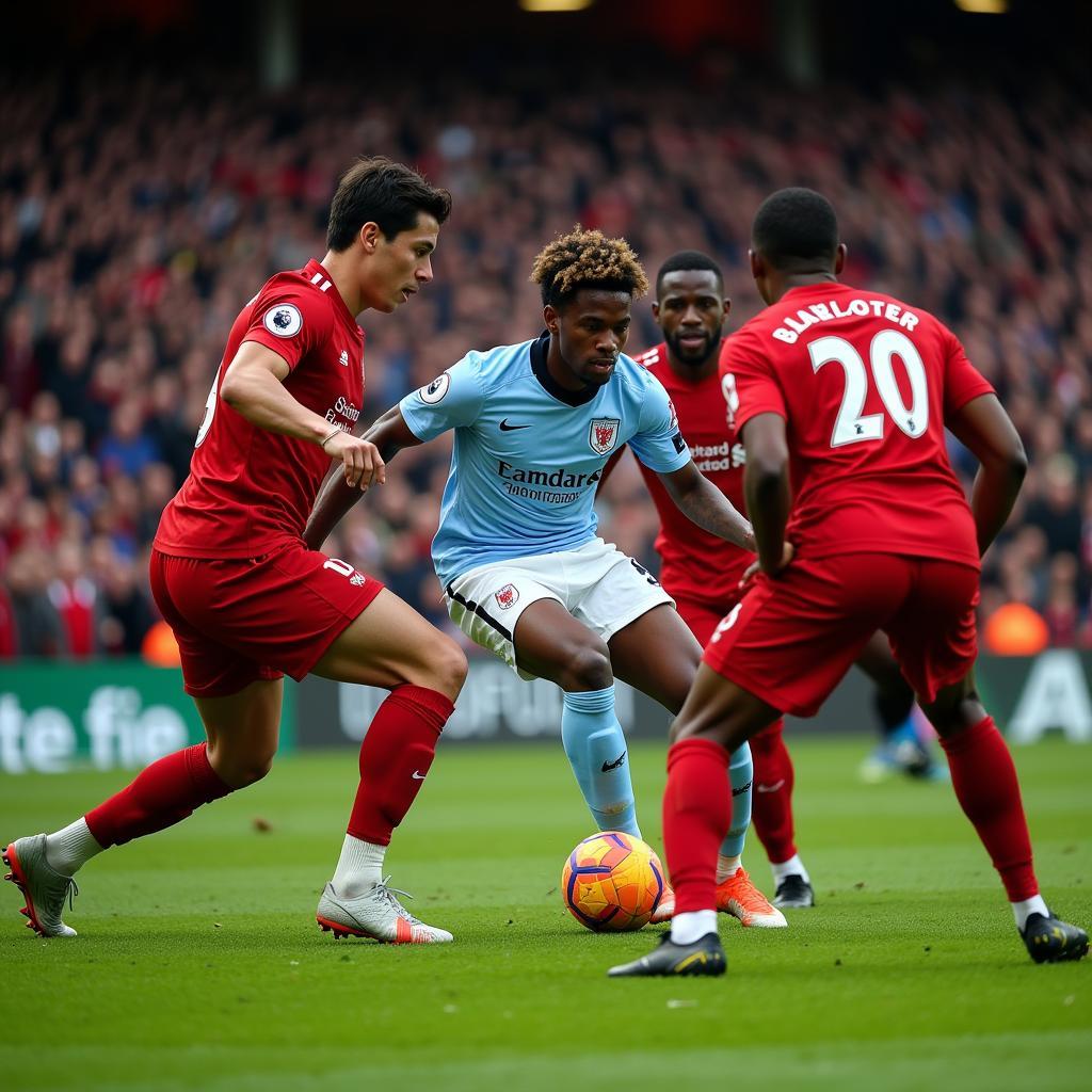 Liverpool defenders during a Premier League match