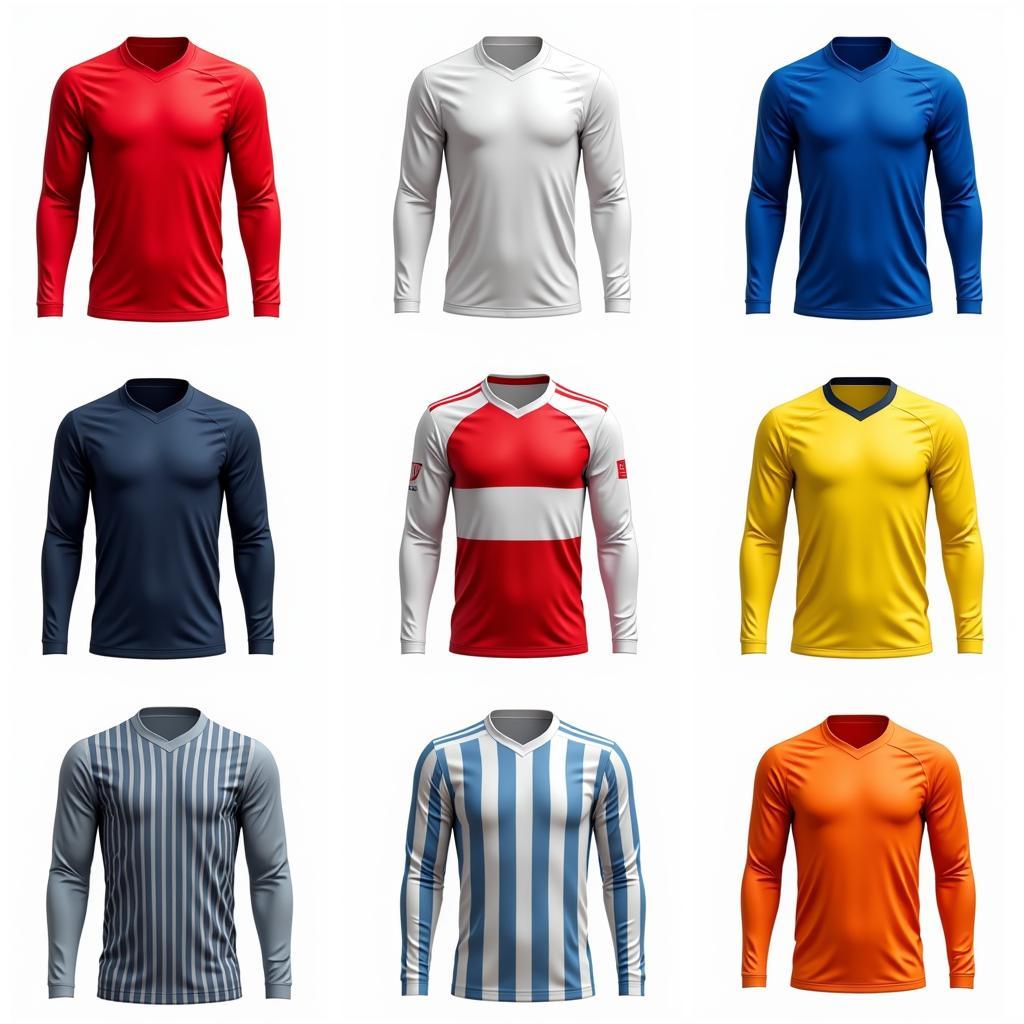 Long sleeve football jerseys in different colors