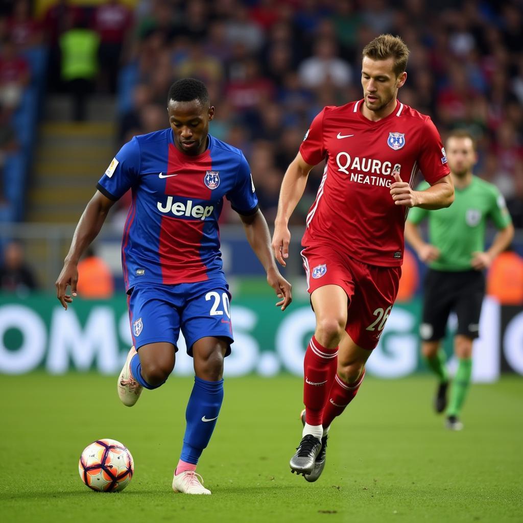 Lyon Player Dribbling Past Opponent