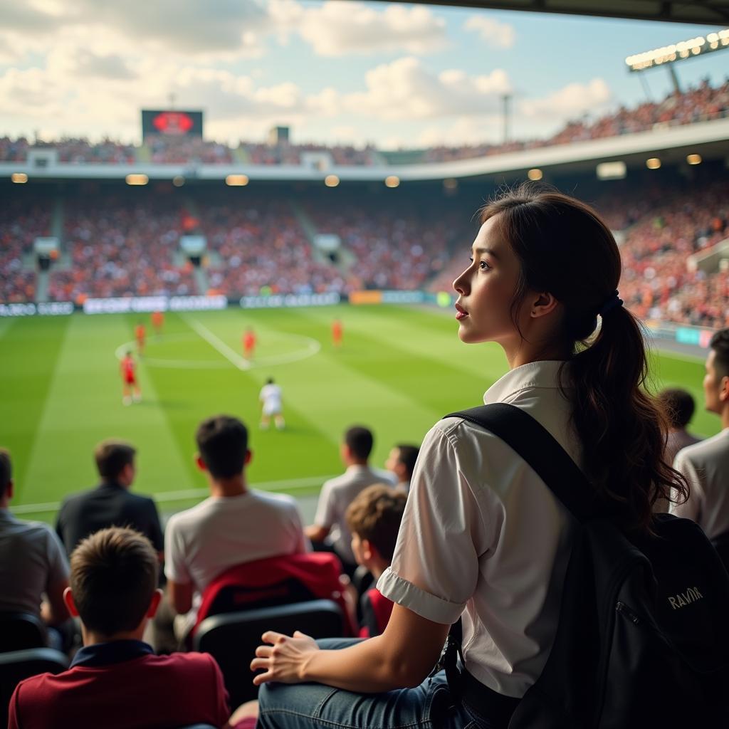 Mai Davika Watching a Football Match