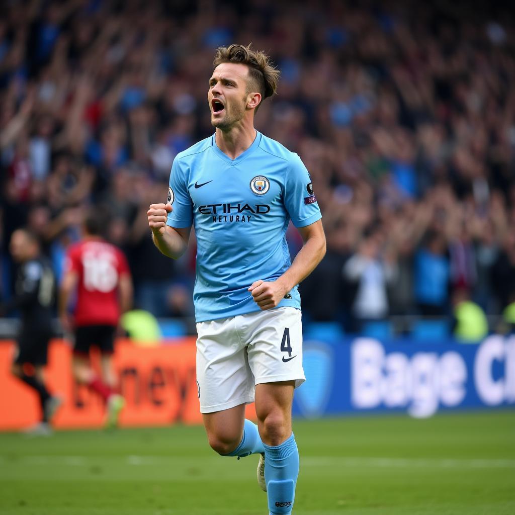 Erling Haaland celebrating a goal for Manchester City